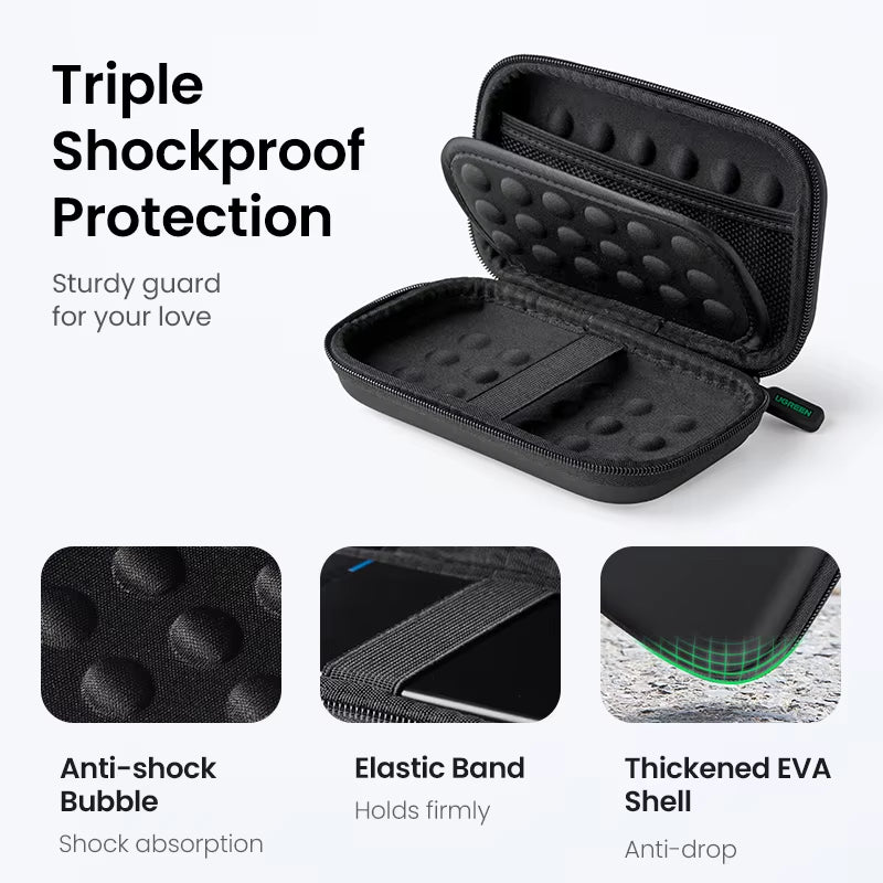 Storage Case for Hard Disk Drive Portable Power Bank Case for External Hard Drive SSD HDD Protective Pouch Travel Bag Box